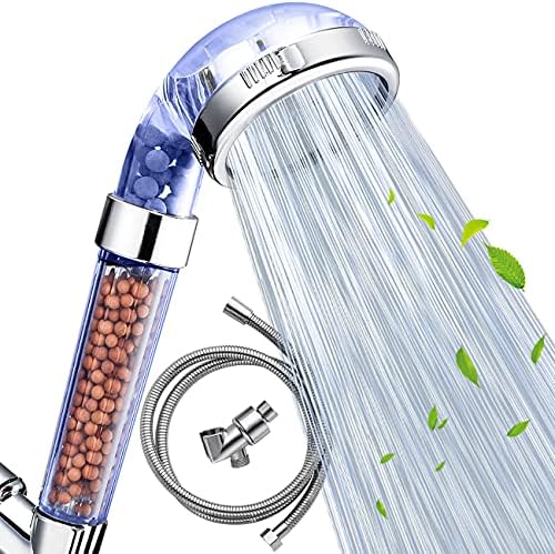 Nosame® Shower Head with Hose and Braket, Filter Filtration High Pressure Water Saving 3 Mode Function Spray Handheld Showerheads for Dry Skin & Hair