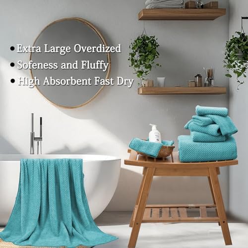 Hailea Extra Large Bath Towels Set 35x70 Inches - Aqua Luxury 600 GSM Oversized Bath Sheet Towel,Ultra Soft Microfiber - Quick Dry,Highly Absorbent Shower Towels Spa Hotel Bathroom Towel Set (4-Pack)