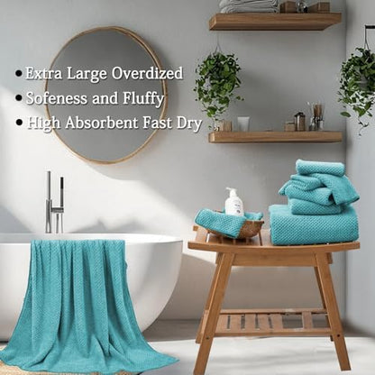 Hailea Extra Large Bath Towels Set 35x70 Inches - Aqua Luxury 600 GSM Oversized Bath Sheet Towel,Ultra Soft Microfiber - Quick Dry,Highly Absorbent Shower Towels Spa Hotel Bathroom Towel Set (4-Pack)