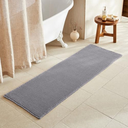 TYUU Waffle Runner Rug Bathroom, Long Boho Bath Mat, 72x24 Grey