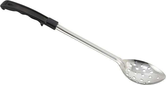 Winco Prime Stainless Steel Basting Spoon with Stop Hook Handle, NSF, Perforated, 15"