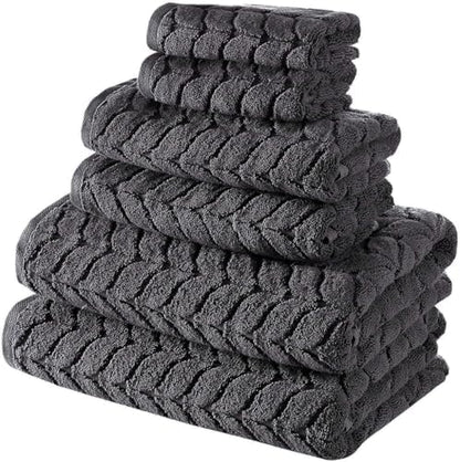 BAGNO MILANO Turkish Cotton Bath Towels, Hand Towels - Soft Plush Jacquard Collection Luxury Towels Set (Charcoal, Hand Towel Set of 4)