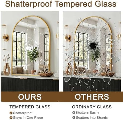 FGU Arched Bathroom Mirror for Over Sink 2 Pack 38"x26" Gold Vanity Mirror