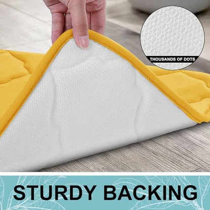 OLANLY Memory Foam Bath Mat Rug 44x24, Ultra Soft Bathroom Rugs, Yellow