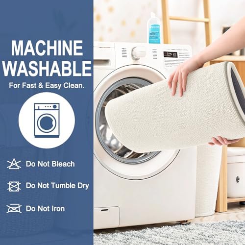 OLANLY Memory Foam Bathroom Runner Rugs 59x24, Absorbent Long Mat, Ivory