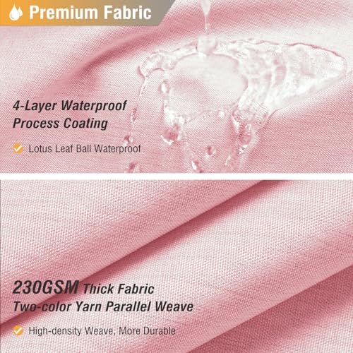 BTTN 72x78 Linen Textured Waterproof Thick Fabric Shower Curtain Set, Pink