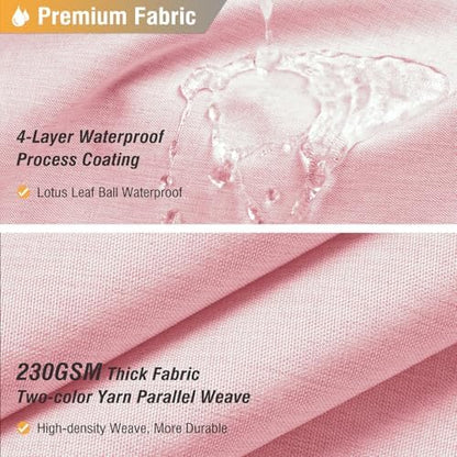 BTTN 72x78 Linen Textured Waterproof Thick Fabric Shower Curtain Set, Pink