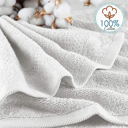 Hearth & Harbor Washcloths 12 Pack - 100% Cotton Washcloth for Body and face, High Absorbent and Soft 13"x13" Body Wash Cloth, Quick Dry - White Washcloths