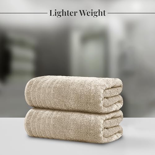Tens Towels 2 Piece Extra Large Bath Sheets 35 x 70 Inches, Beige