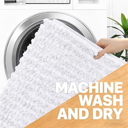 OLANLY Large Bathroom Rugs 44x32, Thick Soft Absorbent Chenille Bath Rugs