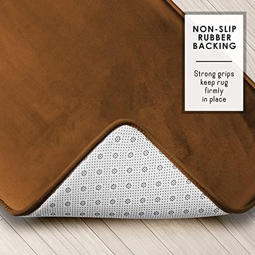 Clara Clark Bathroom Rugs, Velvet Memory Foam Bath Mat, Non-Slip, Machine Washable Bath Rugs - Dries Quickly, Ultra Soft Plush Bath Mats for Bathroom, 20 x 24, Chocolate Brown