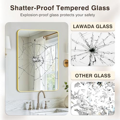 Vanity Bathroom Mirror, 30”x20” Gold Bathroom Mirror for Over Sink