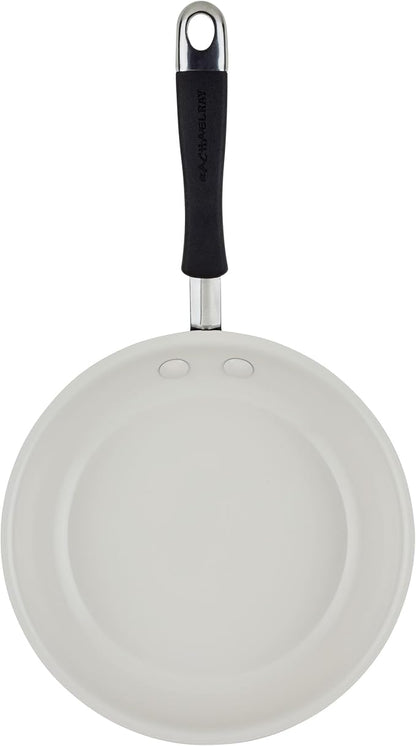 Rachael Ray Cucina Ceramic Nonstick Frying Pan/Skillet, 8.5 Inch Non Stick Open Fry Pan, Dishwasher Safe - Peppercorn