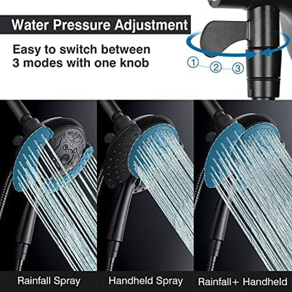 INAVAMZ 2 in 1 Shower Head with Handheld Combo High Pressure Black 1.8 GPM