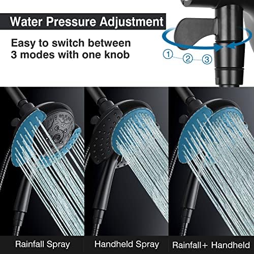 INAVAMZ 2 in 1 Shower Head with Handheld Combo High Pressure Black 2.5 GPM
