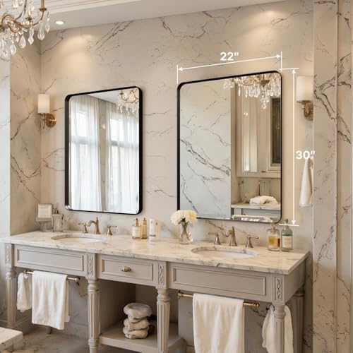 30"x22" Bathroom Vanity Mirror for Wall Aluminum Framed Farmhouse Rectangle