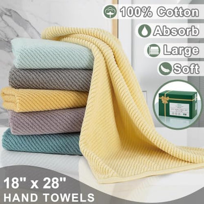 VOOVA & MOVAS Hand Towels 4PC, 100% Cotton, 18x28 in, Sage Green