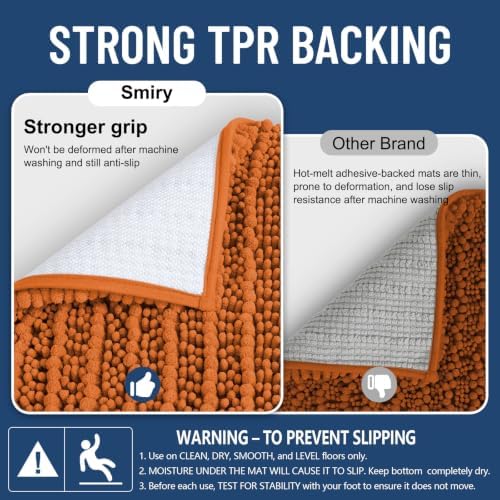 Smiry Bathroom Rugs 24X16, Extra Soft Rubber Backing Chenille Bath Mats