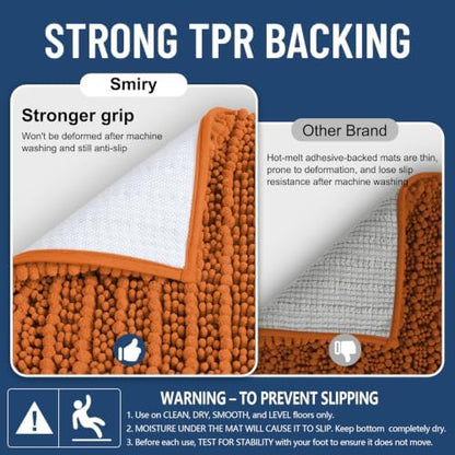 Smiry Bathroom Rugs 36X24, Extra Soft Rubber Backing Chenille Bath Mats