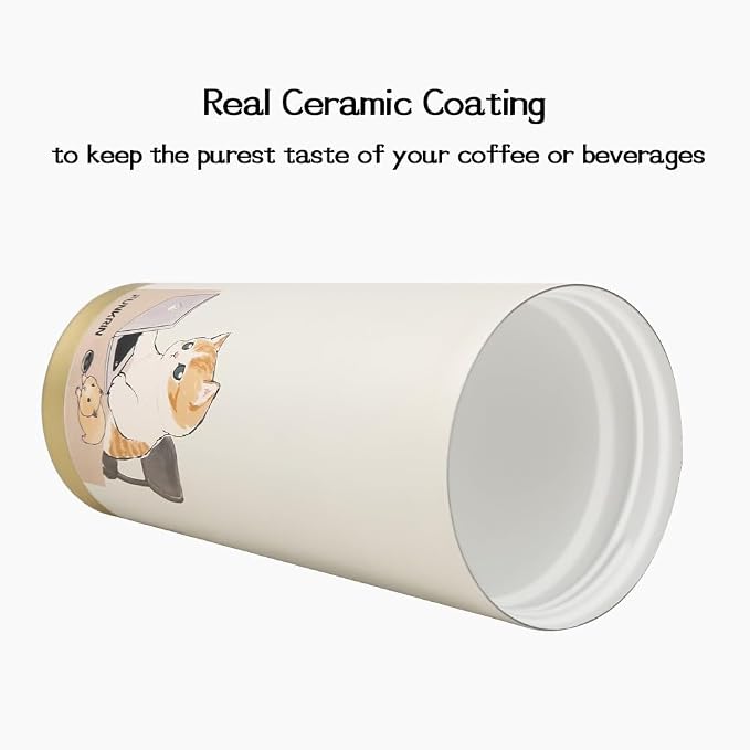 Funkrin Coffee Travel Mug with Flip Lid, 16oz Insulated Tumbler Cup with Ceramic Coating, Double Wall Vacuum Leak-Proof Tumbler for Office School Party Camping