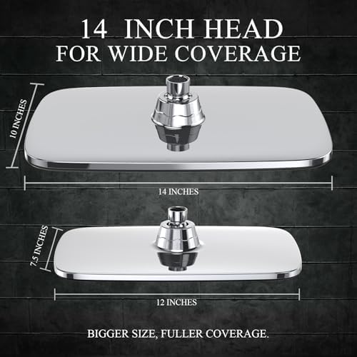 Veken 14" Wide Rain Shower Head with Handheld,Full Body Coverage & Spa-Like