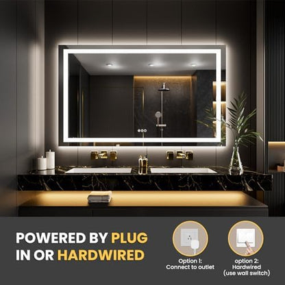LOAAO 55"X40" LED Bathroom Mirror with Lights, UL Listed