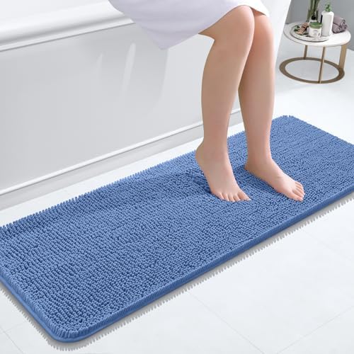 OLANLY Bathroom Runner Rugs 47x17, Extra Soft Absorbent Chenille Bath Rugs