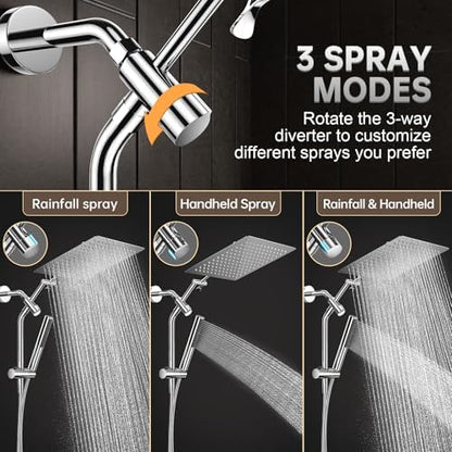 Veken All Metal 12" Luxurious Shower Head with Handheld,Full Body Coverage