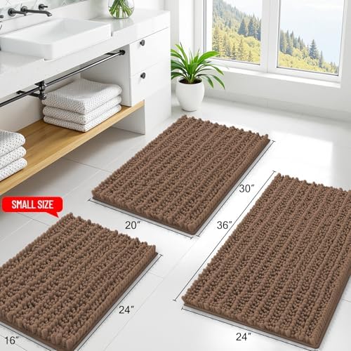 Smiry Bathroom Rugs 59X24, Extra Soft Rubber Backing Chenille Bath Mats