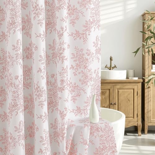 Spring Pink Floral Shower Curtain W72*L72 Inches Long