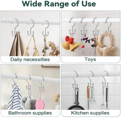 Goowin Shower Curtain Hooks, Shower Curtain Rings, Durable Rust Proof Shower Curtain Hangers, Shower Rings for Curtain, Double Glide Shower Hooks for Shower Curtain, Chrome, 12 Pack-Cylinders