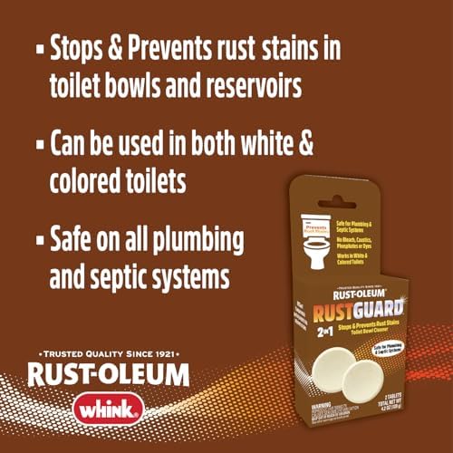 Rust-Oleum RustGuard Rust Stain Remover | Heavy-Duty Iron Stain Remover & Toilet Bowl Cleaner For White & Colored Toilets | 2 Tablet Box (Pack of 6)