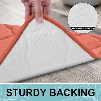 OLANLY Memory Foam Bath Mat Rug 24x16, Ultra Soft Bathroom Rugs, Coral