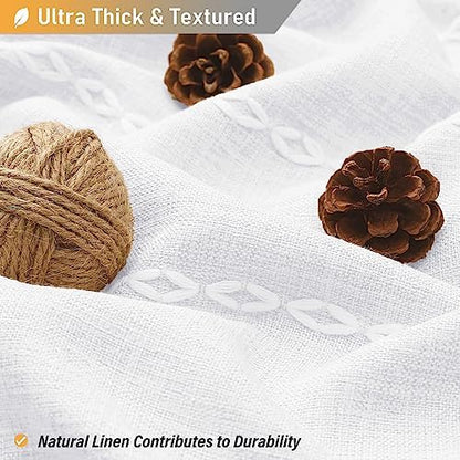 BTTN 72x96 Extra Long Boho Linen Heavy Duty Cloth Shower Curtain Set, White