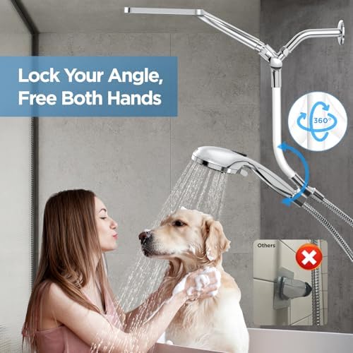 Dual Handheld Shower Head Combo, 2-in-1 Rain Shower Heads System Wide Rainfall Shower Head and 10 Modes High Pressure Hand Held Showerhead with Built-in Power Wash - Chrome