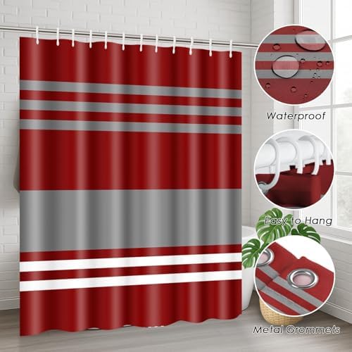 Bathroom Sets with Shower Curtain and Rugs, 4 Pcs, Abstract Stripes