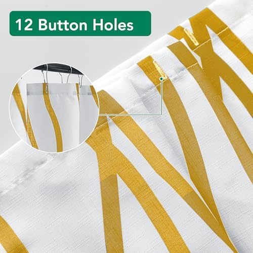 Fabric Modern Extra Long Shower Curtains for Bathroom-Textured Gold & White