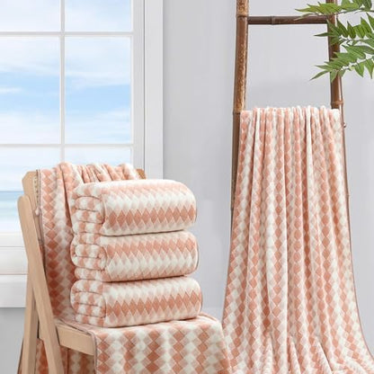 4 Piece Extra Large Bath Towel Set Oversized Bath Sheet 35"x70" Bathroom Towel Set Soft Highly Absorbent & Quick Dry Premium Bath Towel for Bathroom 600GSM Shower Towel Spa Gym Hotel,Peach