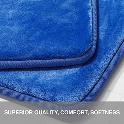 Memory Foam Bath Mat Non Slip Absorbent Super Cozy Velvet Bathroom Rug Carpet (20 inches X 32 inches, Royal Blue)