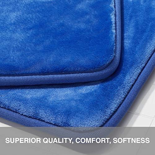 Memory Foam Bath Mat Non Slip Absorbent Super Cozy Velvet Bathroom Rug Carpet (17 inches X 24 inches, Royal Blue)