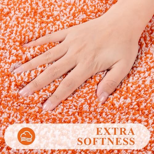 Pauwer 3 Piece Bathroom Rug Set, Non Slip Washable Bath Mat, Orange