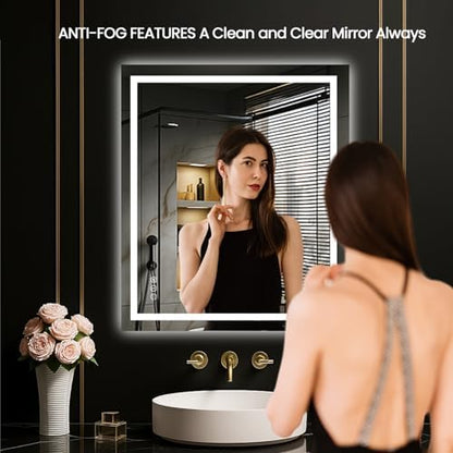 LOAAO 24"X28" LED Bathroom Mirror with Lights, UL Listed