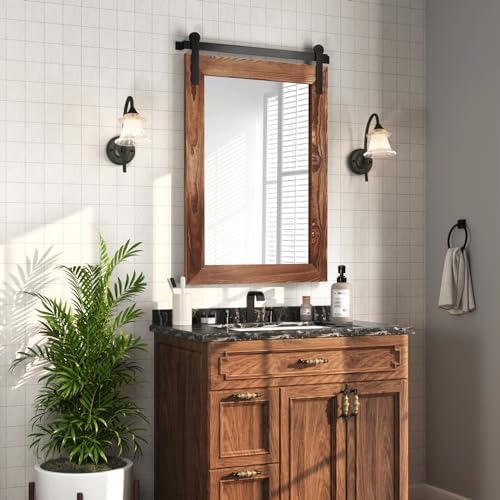 COGOOD Farmhouse Bathroom Mirrors for Over Sink - 42 x 29 Brown