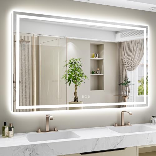 66x48 LED Bathroom Mirror with Lights, Lighted Vanity Mirror