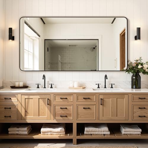 Delma Bathroom Vanity Mirror, Black Framed Mirror for Over Sink, 30x60