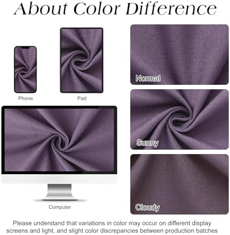 Naturoom Linen Shower Curtain 72 Inch Long for Bathroom Purple 1 Panel