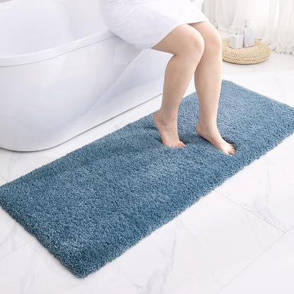 Disolla Blue Bathrom Runner Rug 24x59 - Large Soft Plush Bath Mat, Thick Long Non-Slip Shaggy Floor Mat, Ultra-Absorbent for Master Bathroom Bedroom