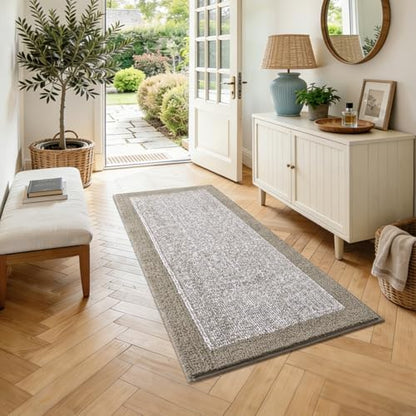 48x24 Long Bathroom Rugs Non Slip Washable, Soft Absorbent Bath Mat Greige