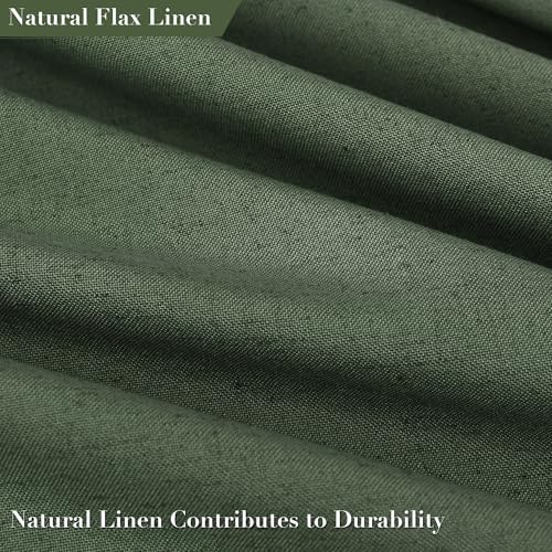 Nanspring Olive Green Boho Linen Shower Curtain for Bathroom Luxury Fancy Modern Rustic Fabric Shower Curtain Set with Hooks Farmhouse Hotel Style Bath Accessories Decor Water Repellent 72x72