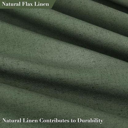 Nanspring Olive Green Boho Linen Shower Curtain for Bathroom Luxury Fancy Modern Rustic Fabric Shower Curtain Set with Hooks Farmhouse Hotel Style Bath Accessories Decor Water Repellent 72x72